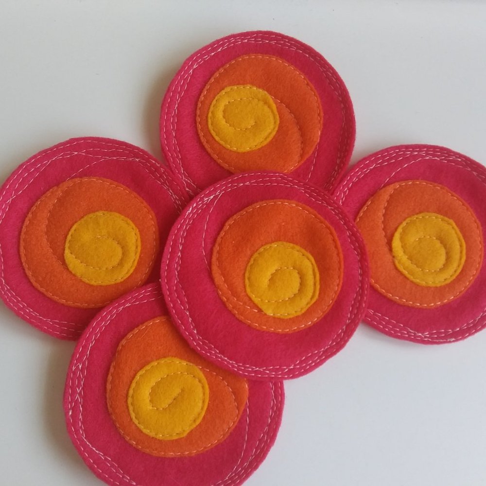 Handcrafted | Freeform Stitched Felt Coaster Set #2